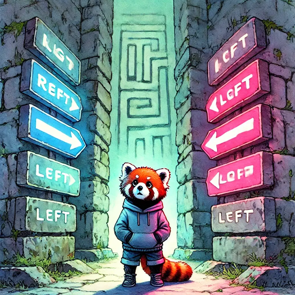 Nonsensical words on signs in maze